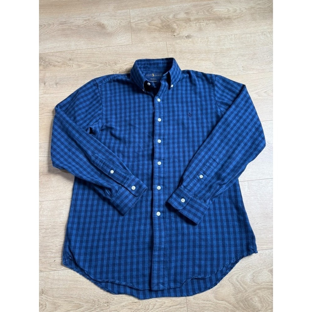 Mens Ralph Lauren classic fit performace blue checkered flannel button up size S